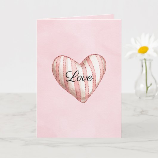 Zachte Blos Roze Gestreepte Hart Liefde Kaart (Kleine Plant)