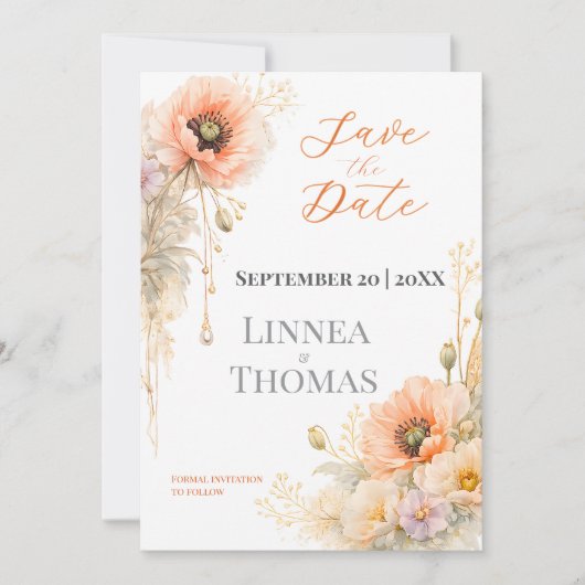 Zachte Blosshoofdpijn Elegante Redactionele Huweli Save The Date (Voorkant)