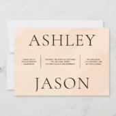 Zachte Blush Abrikoos Waterverf bruiloft uitnodigi Kaart (Voorkant)