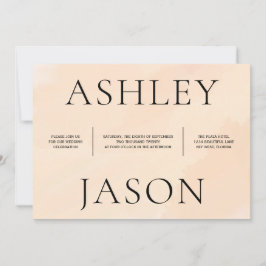 Zachte Blush Abrikoos Waterverf bruiloft uitnodigi Kaart