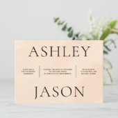 Zachte Blush Abrikoos Waterverf bruiloft uitnodigi Kaart (Staand voorkant)