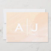 Zachte Blush Abrikoos Waterverf bruiloft uitnodigi Kaart (Achterkant)