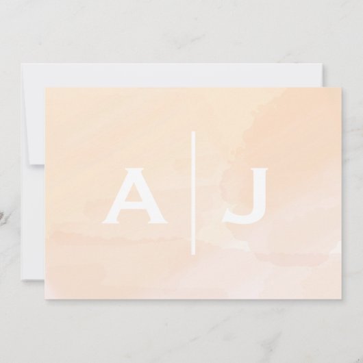 Zachte Blush Abrikoos Waterverf bruiloft uitnodigi Kaart (Achterkant)