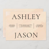 Zachte Blush Abrikoos Waterverf bruiloft uitnodigi Kaart (Voorkant / Achterkant)