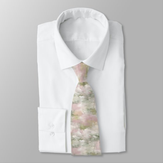Zachte Blush Abstracte Waterverf Stropdas (Gebonden)