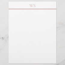Zachte Blush Bar Monogram Briefpapier