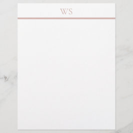 Zachte Blush Bar Monogram Briefpapier Briefhoofd
