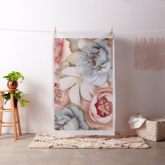 Zachte Blush & Blauwe Pioen Bloemkunst Stof