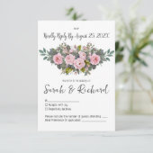 Zachte Blush Bloemachtige Bruiloft RSVP Kaartje (Staand voorkant)