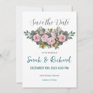 Zachte Blush Bloemachtige Bruiloft Save The Date