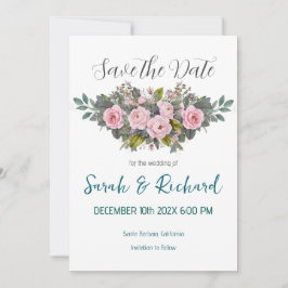 Zachte Blush Bloemachtige Bruiloft Save The Date