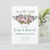 Zachte Blush Bloemachtige Bruiloft Save The Date (Staand voorkant)