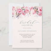 Zachte Blush Bloemachtige Bruiloftfeest Bewerkbaar Kaart (Voorkant)