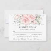 Zachte Blush Bloemen Bruiloft Maaltijd Keuze RSVP  (Voorkant)