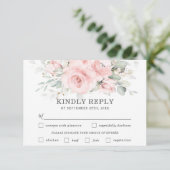 Zachte Blush Bloemen Bruiloft Maaltijd Keuze RSVP  (Staand voorkant)