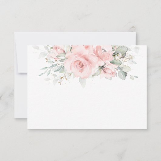 Zachte Blush Bloemen Bruiloft Maaltijd Keuze RSVP  (Achterkant)
