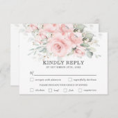 Zachte Blush Bloemen Bruiloft Maaltijd Keuze RSVP  (Voorkant / Achterkant)