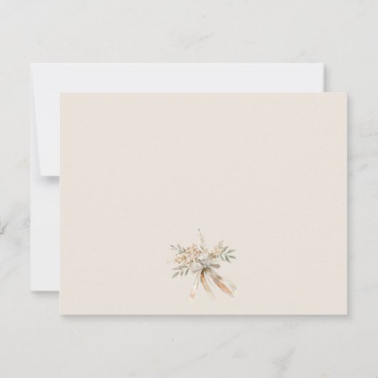 Zachte Blush Bloemen Champagne wijnglazen bruiloft RSVP Kaartje (Achterkant)