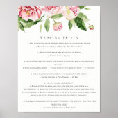 Zachte Blush Bloemen Pioen Bruiloft Trivia Spel De Poster (Voorkant)