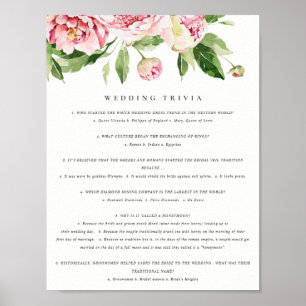 Zachte Blush Bloemen Pioen Bruiloft Trivia Spel De Poster