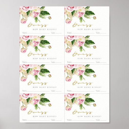 Zachte Blush Bloemen Pioen Raad hoeveel Kisses Pos Poster (Voorkant)