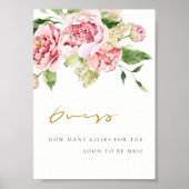 Zachte Blush Bloemen Pioen Raad hoeveel kussen tek Poster (Voorkant)