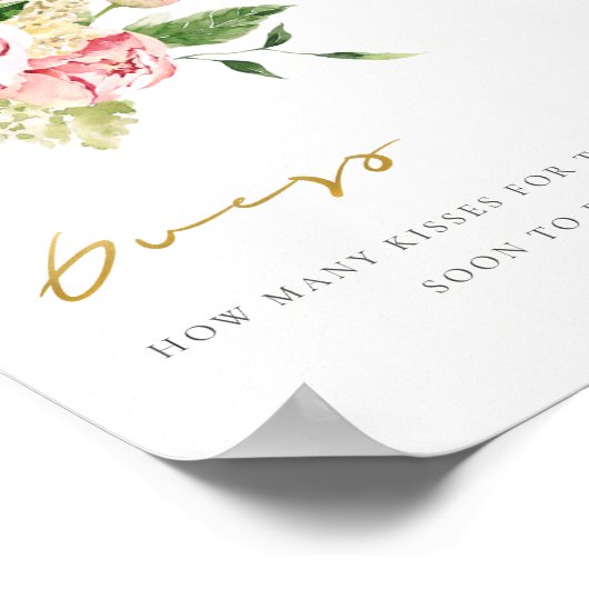 Zachte Blush Bloemen Pioen Raad hoeveel kussen tek Poster (Hoek)