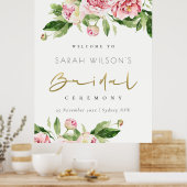 Zachte Blush Bloemenaquarel Bruidsdouche Welkom Poster (Keuken)