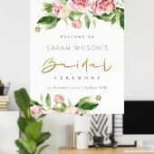 Zachte Blush Bloemenaquarel Bruidsdouche Welkom Poster (Thuiskantoor)