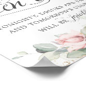 Zachte Blush Bloemige Groene Huwelijksfeest Open B Poster (Hoek)