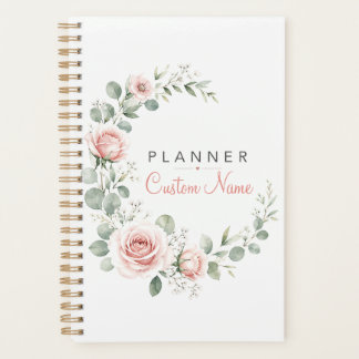 Zachte Blush Bloemige Watercolor Gepersonaliseerde Planner