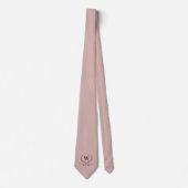 Zachte Blush Bourgondië Laurel Monogram Huwelijksd Stropdas (Voorkant)
