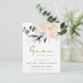 ZACHTE BLUSH FLORAL BUNCH WATERVERF BEWAREN DE DAT AANKONDIGINGSKAART (Staand voorkant)