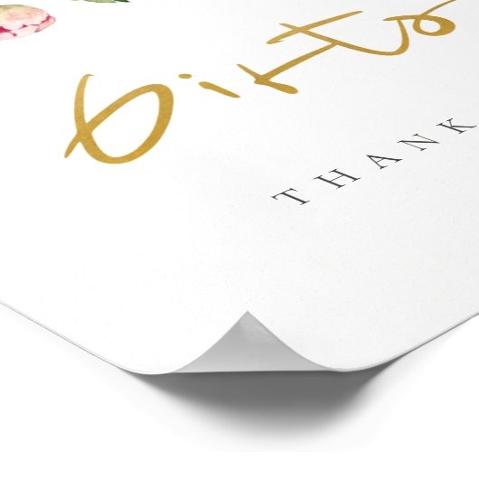 Zachte Blush Floral Peony Waterverf Cadeaubordjes Poster (Hoek)