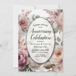 Zachte Blush Florale Pioenroos en Rozen Serenade Kaart