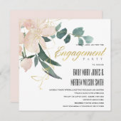 ZACHTE BLUSH GOLD FLORAL BUNCH WATERVERF VERLOVING KAART (Voorkant / Achterkant)