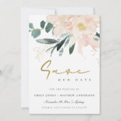 ZACHTE BLUSH GOLD FLORAL BUNCH WATERVERF WASH SAVE THE DATE (Voorkant)