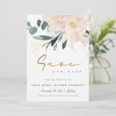 ZACHTE BLUSH GOLD FLORAL BUNCH WATERVERF WASH SAVE THE DATE (Staand voorkant)