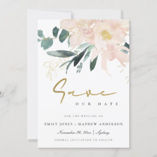 ZACHTE BLUSH GOLD FLORAL BUNCH WATERVERF WASH SAVE THE DATE