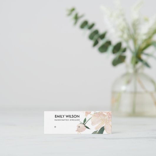 ZACHTE BLUSH GOLD FLORAL WATERVERF EARRING DISPLAY MINI VISITEKAARTJE (Staand voorkant)