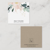 ZACHTE BLUSH GOLD FLORAL WATERVERF EARRING DISPLAY VIERKANTE VISITEKAARTJE (Voorkant / Achterkant)