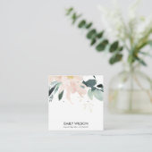 ZACHTE BLUSH GOLD FLORAL WATERVERF EARRING DISPLAY VIERKANTE VISITEKAARTJE (Staand voorkant)
