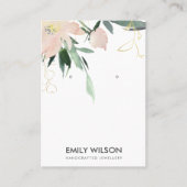 ZACHTE BLUSH GOUDEN BLOEMEN WATERVERF OORBEL DISPL VISITEKAARTJE (Voorkant)