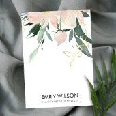 ZACHTE BLUSH GOUDEN BLOEMEN WATERVERF OORBEL DISPL VISITEKAARTJE