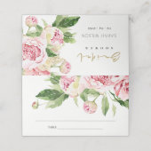 Zachte Blush Groene Pioen Rozen Bloem Bruiloft Plaatskaartje (Buitenkant ongevouwen)