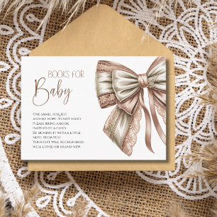 Zachte Blush Kant Lint Baby Shower Boeken Voor Bab Informatiekaartje