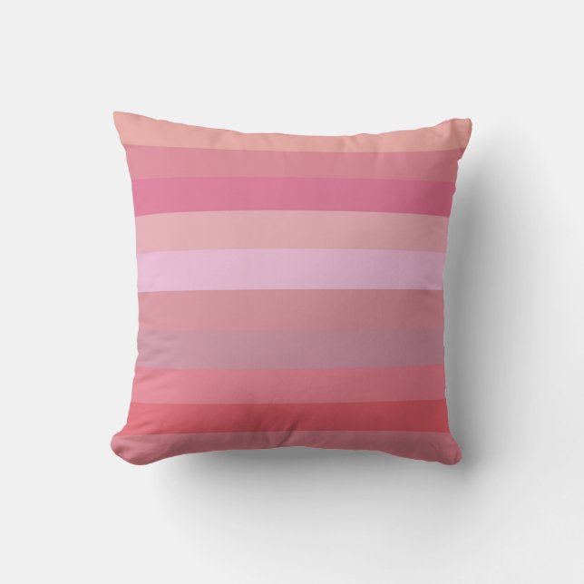 Zachte Blush & Koraal Horizontale Strepen  Kussen (Voorkant)