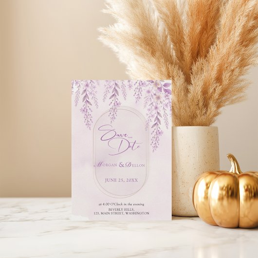 Zachte Blush Lavendel Bloemige Foto QR Code Huweli Save The Date