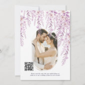 Zachte Blush Lavendel Bloemige Foto QR Code Huweli Save The Date (Achterkant)