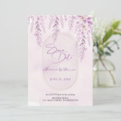 Zachte Blush Lavendel Bloemige Foto QR Code Huweli Save The Date (Staand voorkant)
